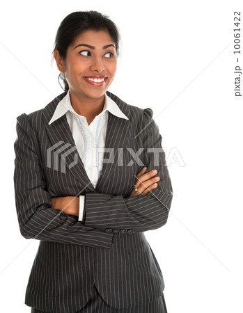 Indian businesswoman hands folded looking side. Indian businesswoman hands folded looking side. 10061422