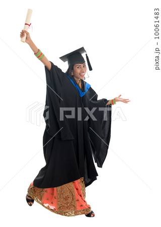 Full body Indian university student jumping 10061483