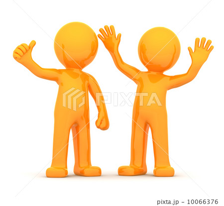 Couple of fun happy orange 3D persons 10066376