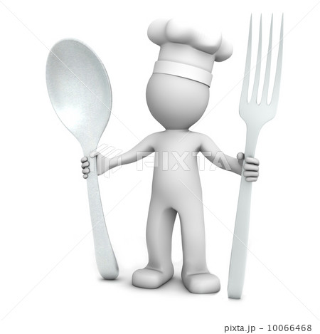 3D chef with spoon and fork 10066468