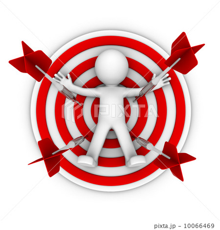 3d character lay down on a big archery target 10066469