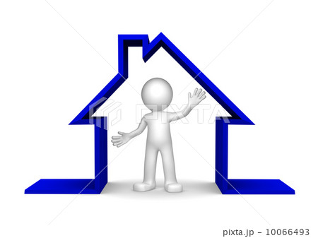 Happy 3d character inside house Happy 3d character inside house 10066493