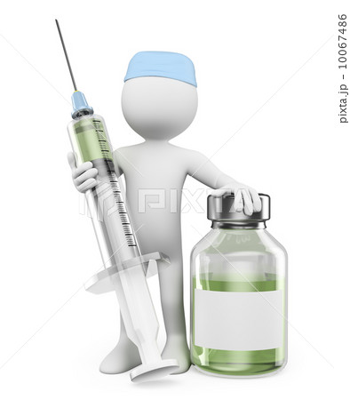 3D white people. Nurse with a syringe and vaccine 3D white people. Nurse with a syringe and vaccine 10067486
