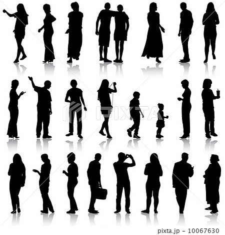 Black silhouettes of beautiful mans and womans on white backgrou Black silhouettes of beautiful mans and womans on white backgrou 10067630