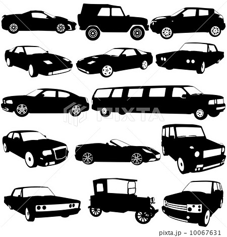 Set black silhouettes of different types of the cars on white ba Set black silhouettes of different types of the cars on white ba 10067631