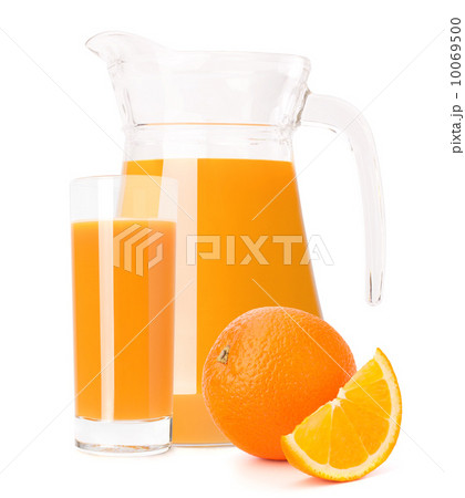 Orange fruit juice in glass jug 10069500