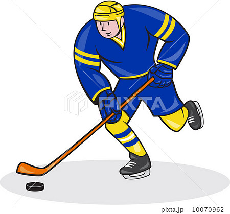 Ice Hockey Player Side With Stick Cartoon 10070962