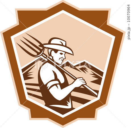 Organic Farmer Farm Pitchfork Shield 10070964