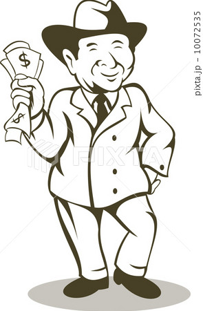 Man in business suit and hat with money 10072535