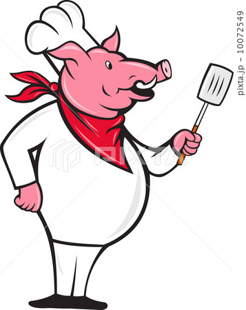 Wild Pig Hog Chef With Spatula Cartoonのイラスト素材 [10072549