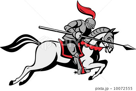 knight with lance riding horse 10072555