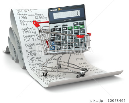 Shopping cart with calculator on reciept 10073465