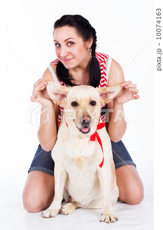 girl with her dog 10074163