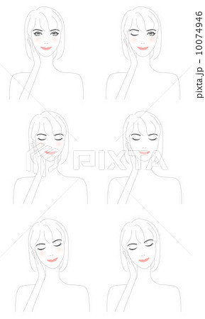 顔に手を添える女性 イラスト 10074946