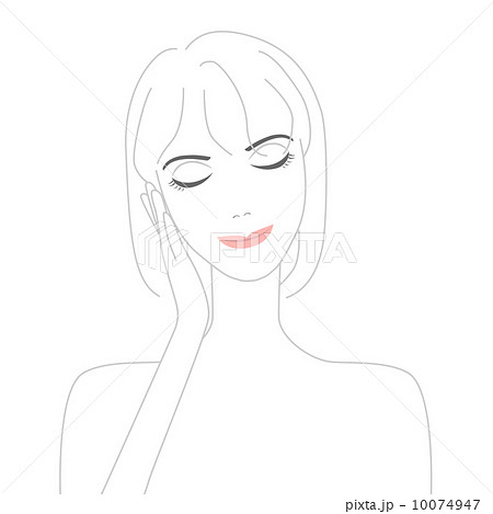 顔に手を添える女性 イラストのイラスト素材 顔に手を添える女性 イラストのイラスト素材