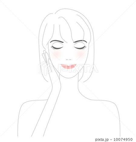顔に手を添える女性 イラスト 10074950
