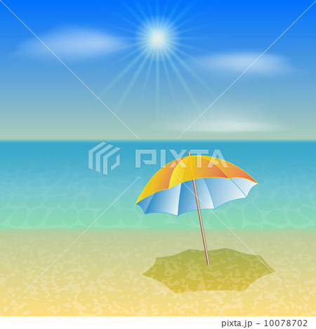 Vector illustration of sunny sea beach with umbrella Vector illustration of sunny sea beach with umbrella 10078702