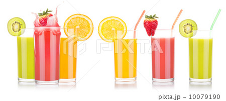 tasty summer fruit drinks in glass with splash 10079190