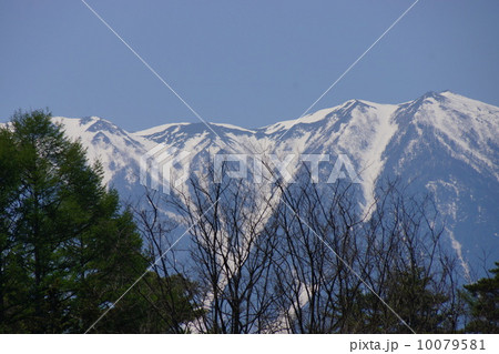 蝶ヶ岳「見えるかな？雪形黒い蝶！」 10079581