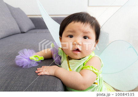 Asia baby girl with halloween party costume 10084535