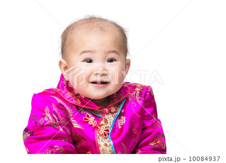 Chinese baby smile with traditional costume 10084937