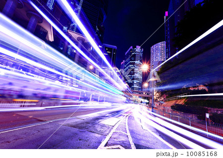 Fast moving car light in Hong Kong 10085168