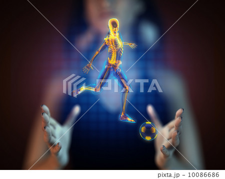 soccer game player on hologram soccer game player on hologram 10086686