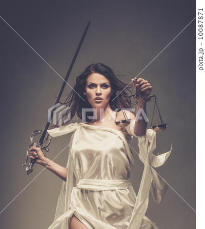 Femida, Goddess of Justice, with scales and sword 10087871