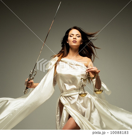 Femida, Goddess of Justice, with scales and sword 10088183