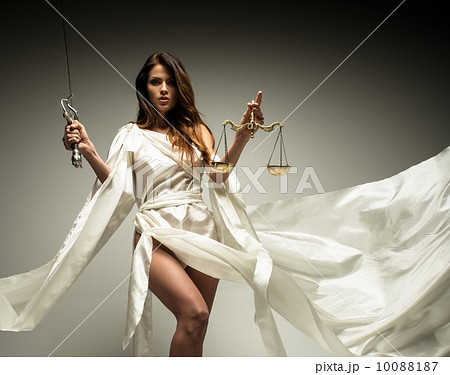 Femida, Goddess of Justice, with scales and sword 10088187