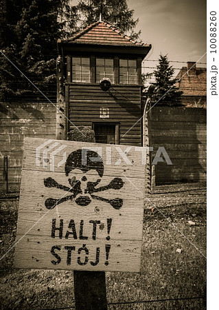 Electric fence in former Nazi concentration camp Auschwitz I, Poland Electric fence in former Nazi concentration camp Auschwitz I, Poland 10088260