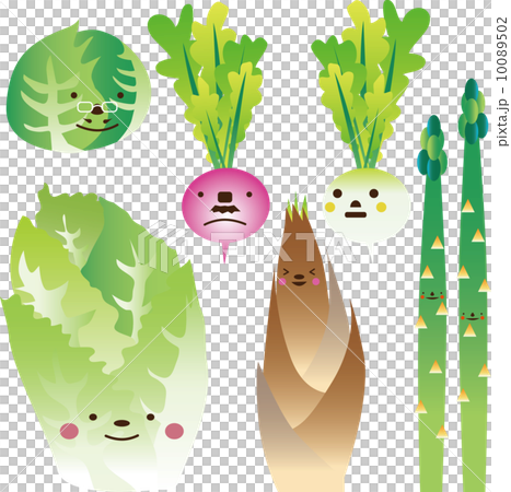 野菜セット4 顔ありのイラスト素材 [10089502] - PIXTA