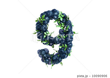 Blueberry symbol 9 on white background 10090906