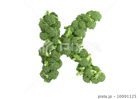 Broccoli letter K on white background Broccoli letter K on white background 10091125