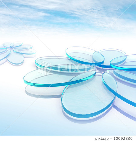 Fantasy blue abstraction, round glass abstract object under clou 10092830