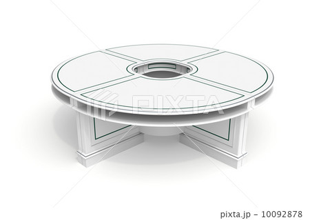 White wooden round table, half-turn isolated on white background White wooden round table, half-turn isolated on white background 10092878
