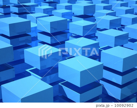 Abstract 3d illustration with array of blue and white boxes 10092902