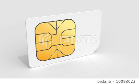 White Sim card on light gray background with soft shadow. 3d ren 10093022