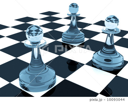 Three Classical Shape Pawns Made Of Blue Glassのイラスト素材