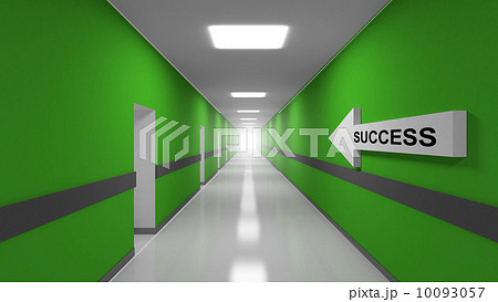 Success abstract 3d metaphor illustration. Green office corridor 10093057