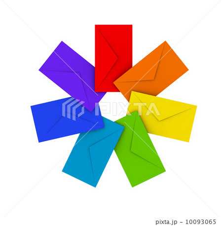 Round pile of colorful envelopes isolated on white Round pile of colorful envelopes isolated on white 10093065