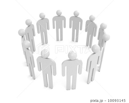 Twelve abstract white 3d people stand in one circle 10093145