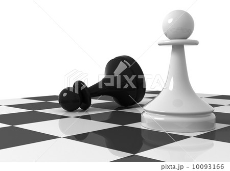 Chess pieces on the chessboard: black and white pawns. 3d render 10093166