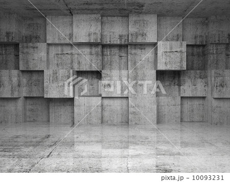 Abstract empty concrete interior with cubes on the wall 10093231