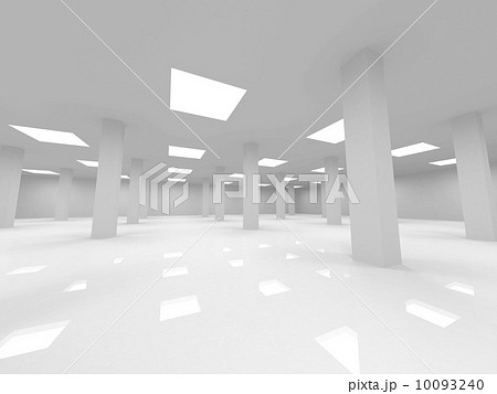 Abstract white open space office 3d interior with columns 10093240