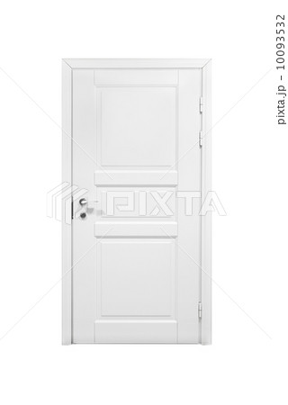 Classical closed wooden door isolated on white background Classical closed wooden door isolated on white background 10093532