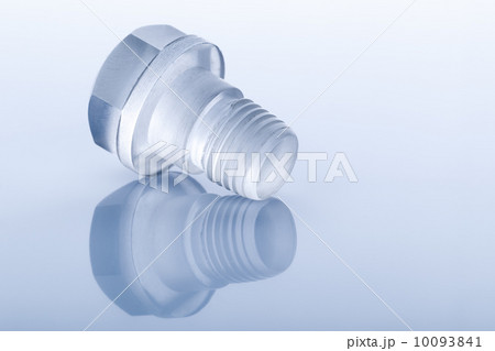 Unusual Bolt made of transparent plastic on light blue background with reflection 10093841