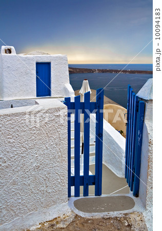 Wicket gate and build in typical Santorini colors 10094183