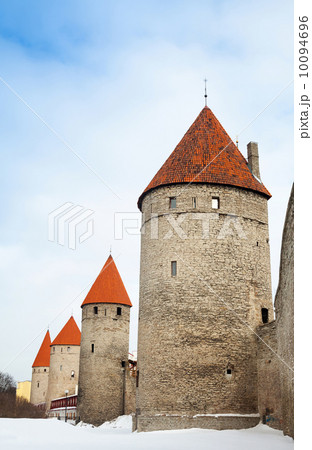 Ancient stone fortress towers in Tallinn, Estonia 10094696