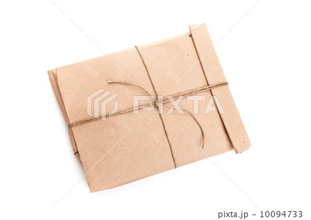 Closed envelope tied with a rope isolated on white with soft shadow 10094733